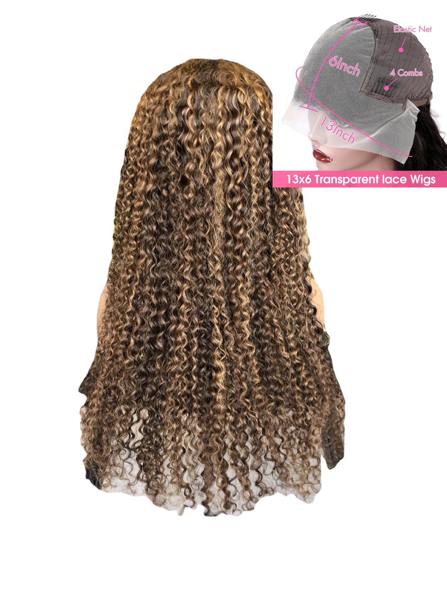 Piano Inter-color Highlight Curly Lace Wig